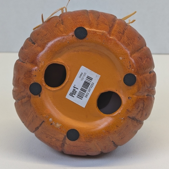 🎃 Pier 1 Halloween Pumpkin Scarecrow Ceramic Statue Decoration Fall Autumn VTG - Picture 3 of 4